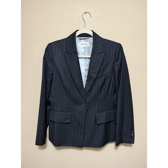 Calvin Klein Gray Notch Collar One-Button Blazer Jacket Womens 8P Petite - Picture 1 of 6